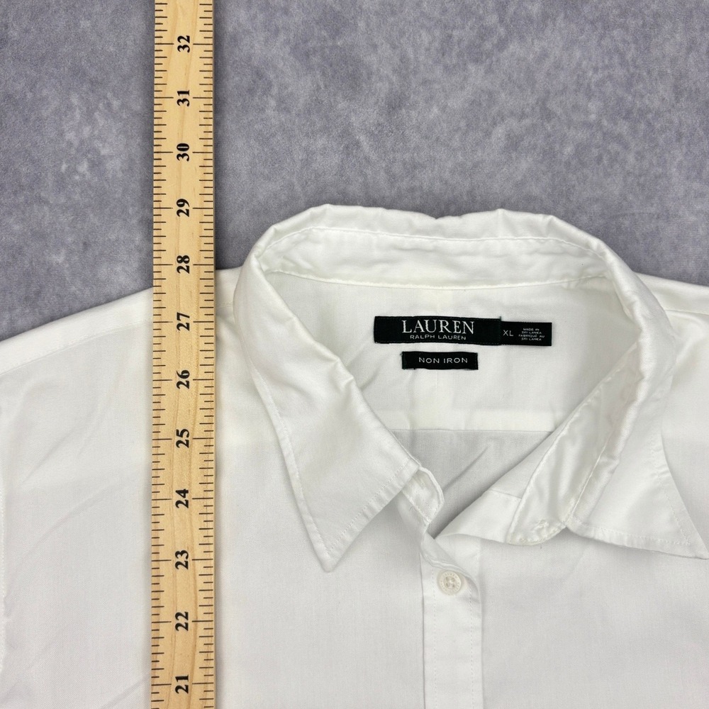 Lauren Ralph Lauren Shirt Womens XL White Non Iron Cotton Button Down Blouse LRL - Picture 4 of 7
